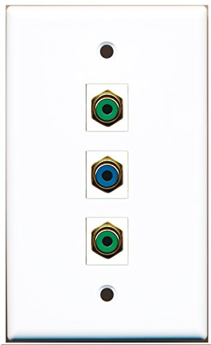 RiteAV - 2 Port RCA Green and 1 Port RCA Blue Wall Plate