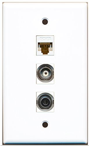 RiteAV - 1 Port 3.5mm and 1 Port BNC and 1 Port Cat6 Ethernet White Wall Plate