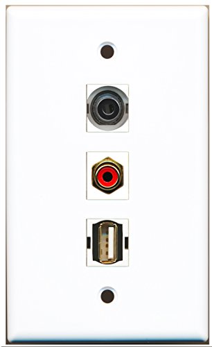 RiteAV - 1 Port RCA Red and 1 Port USB A-A and 1 Port 3.5mm Wall Plate