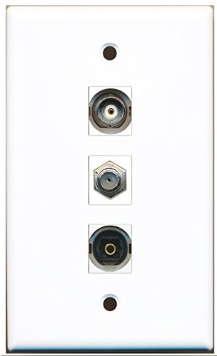 RiteAV - 1 Port Coax Cable TV- F-Type and 1 Port Toslink and 1 Port BNC Wall Plate