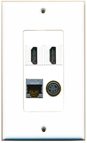 RiteAV - 2 Port HDMI 1 Port S-Video 1 Port Shielded Cat6 Ethernet Wall Plate Decorative