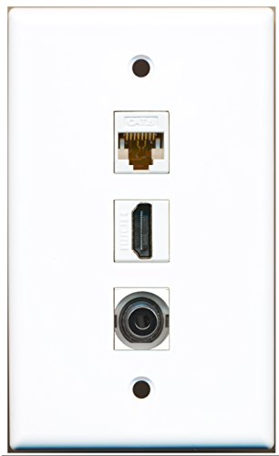 RiteAV - 1 Port HDMI and 1 Port 3.5mm and 1 Port Cat6 Ethernet White Wall Plate