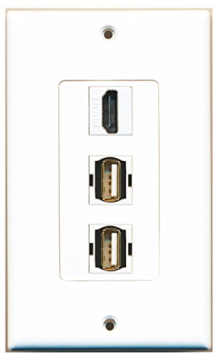 RiteAV - 1 Port HDMI 2 Port USB A-A Decorative Wall Plate - White