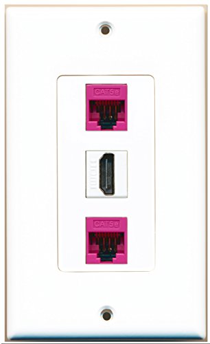 RiteAV - 1 Port HDMI 2 Port Cat5e Ethernet Pink Wall Plate Decorative