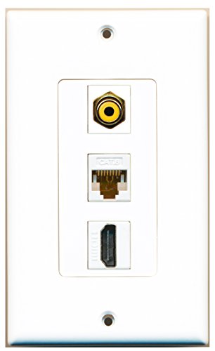 RiteAV - 1 Port HDMI and 1 Port RCA Yellow and 1 Port Cat6 Ethernet White Decorative Wall Plate Decorative