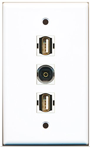 RiteAV - 2 Port USB A-A and 1 Port Toslink Wall Plate