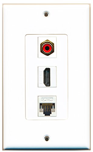 RiteAV - 1 Port HDMI 1 RCA Red 1 Cat5e Ethernet White Wall Plate Decorative