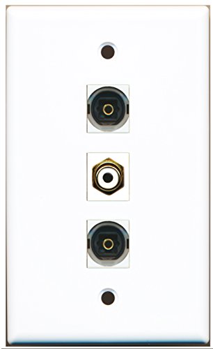 RiteAV - 1 Port RCA White 2 Port Toslink Wall Plate