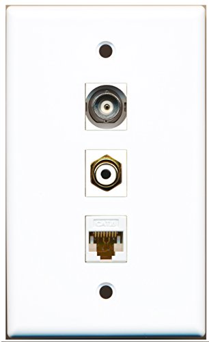 RiteAV - 1 Port RCA White and 1 Port BNC and 1 Port Cat6 Ethernet White Wall Plate