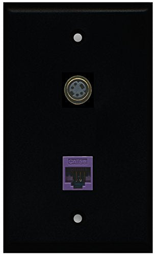 RiteAV - Black 1 Port S-Video 1 Port Cat5e Ethernet Purple Wall Plate