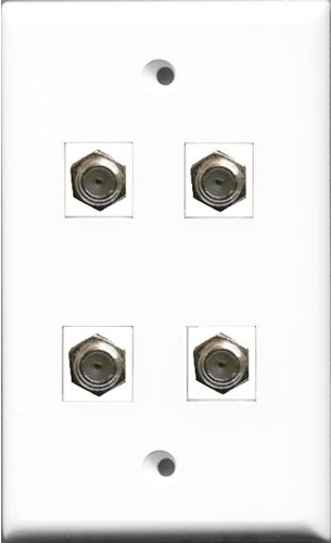 RiteAV - 4 Port Coax Cable TV- F-Type Wall Plate