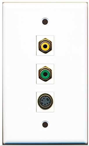 RiteAV - 1 Port RCA Yellow and 1 Port RCA Green and 1 Port S-Video Wall Plate