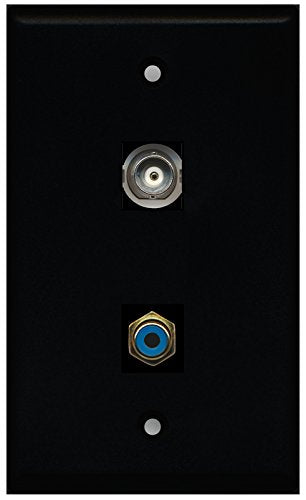RiteAV - Black 1 Port RCA Blue 1 Port BNC Wall Plate