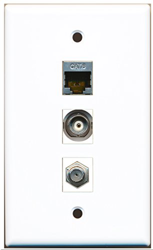 RiteAV - 1 Port Coax Cable TV- F-Type and 1 Port Shielded Cat6 Ethernet and 1 Port BNC Wall Plate