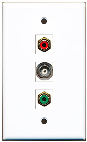 RiteAV - 1 Port RCA Red and 1 Port RCA Green and 1 Port BNC Wall Plate