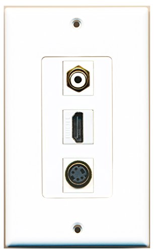 RiteAV - 1 Port HDMI and 1 Port RCA White and 1 Port S-Video Decorative Wall Plate