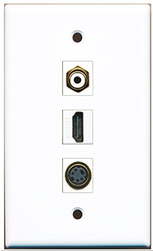 RiteAV - 1 Port HDMI and 1 Port RCA White and 1 Port S-Video Wall Plate
