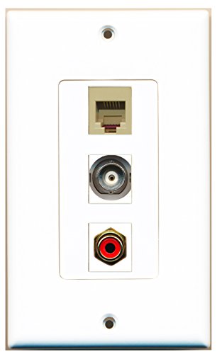 RiteAV - 1 Port RCA Red and 1 Port Phone RJ11 RJ12 Beige and 1 Port BNC Decorative Wall Plate Decorative