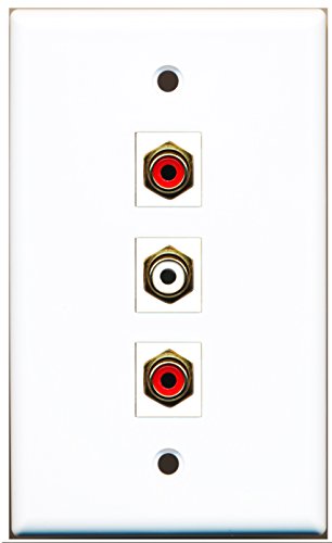 RiteAV - 2 Port RCA Red and 1 Port RCA White Wall Plate