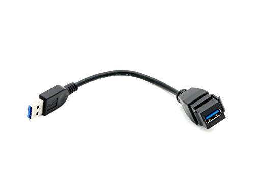 RiteAV Black USB 3 A Male-Female M/F Pigtail Extension Keystone-to-Cable Dongle