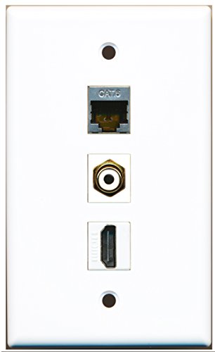 RiteAV - 1 Port HDMI and 1 Port RCA White and 1 Port Shielded Cat6 Ethernet Wall Plate