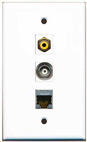 RiteAV - 1 Port RCA Yellow and 1 Port Shielded Cat6 Ethernet and 1 Port BNC Wall Plate