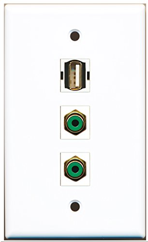 RiteAV - 2 Port RCA Green and 1 Port USB A-A Wall Plate