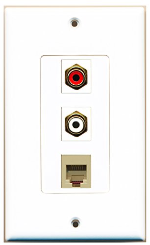RiteAV - 1 Port RCA Red and 1 Port RCA White and 1 Port Phone RJ11 RJ12 Beige Decorative Wall Plate Decorative