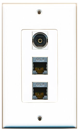 RiteAV - 2 Port Shielded Cat6 Ethernet and 1 Port Toslink Decorative Wall Plate Decorative