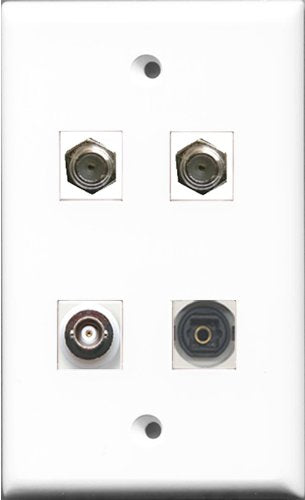 RiteAV - 2 Port Coax Cable TV- F-Type and 1 Port Toslink and 1 Port BNC Wall Plate