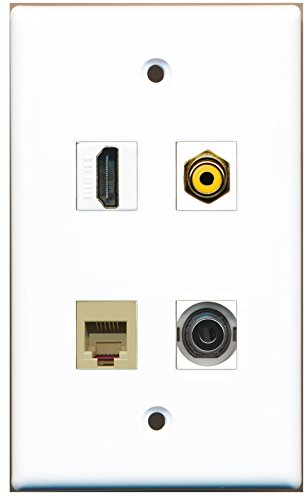 RiteAV - 1 Port HDMI 1 Port RCA Yellow 1 Port Phone RJ11 RJ12 Beige 1 Port 3.5mm Wall Plate