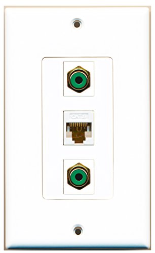 RiteAV - 2 Port RCA Green and 1 Port Cat6 Ethernet White Decorative Wall Plate Decorative