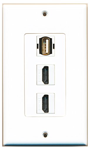 RiteAV - 1 USB A/A Port and 2 HDMI Female Decorative Wall Plate
