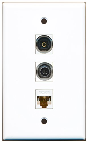 RiteAV - 1 Port Toslink and 1 Port 3.5mm and 1 Port Cat6 Ethernet White Wall Plate