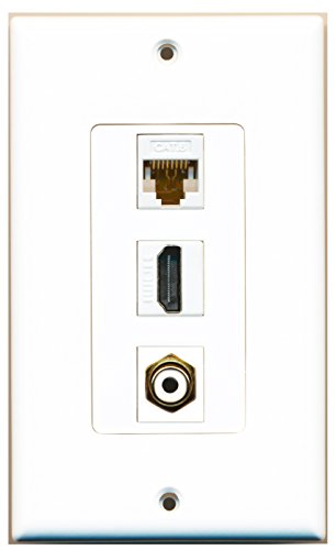 RiteAV - 1 Port HDMI 1 RCA White 1 Cat6 Ethernet White Wall Plate Decorative