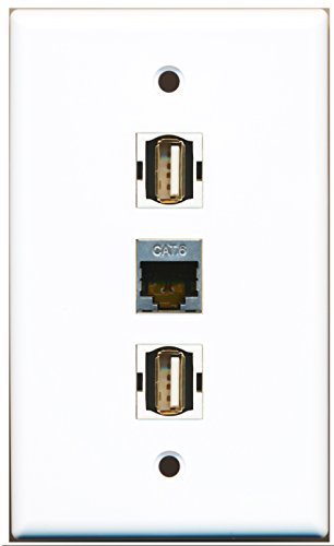 RiteAV - 2 Port USB A-A and 1 Port Shielded Cat6 Ethernet Wall Plate