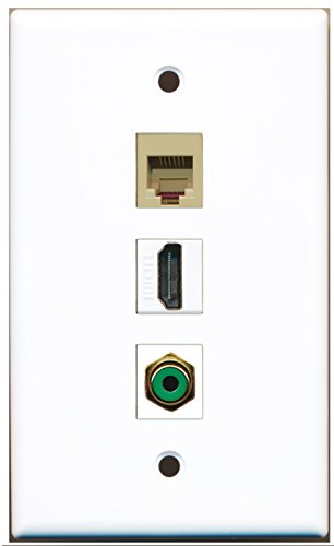 RiteAV - 1 Port HDMI 1 RCA Green 1 Phone RJ11 RJ12 Beige Wall Plate