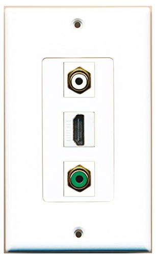 RiteAV - 1 Port HDMI 1 RCA White 1 RCA Green Wall Plate Decorative