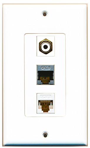 RiteAV - 1 Port RCA White and 1 Port Shielded Cat6 Ethernet and 1 Port Cat6 Ethernet White Decorative Wall Plate Decorative