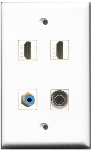 RiteAV - 2 Port HDMI 1 Port RCA Blue 1 Port 3.5mm Wall Plate