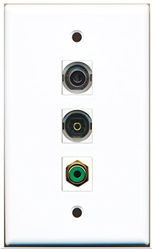 RiteAV - 1 Port RCA Green and 1 Port Toslink and 1 Port 3.5mm Wall Plate