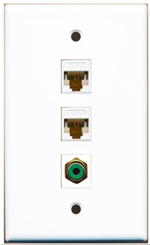 RiteAV - 1 Port RCA Green 2 Port Cat6 Ethernet White Wall Plate