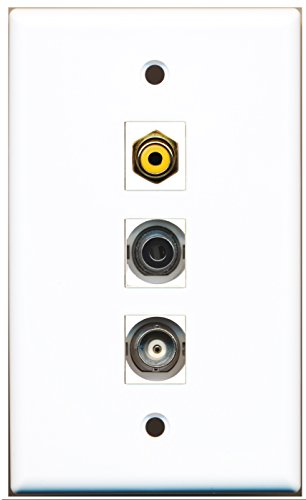 RiteAV - 1 Port RCA Yellow and 1 Port 3.5mm and 1 Port BNC Wall Plate