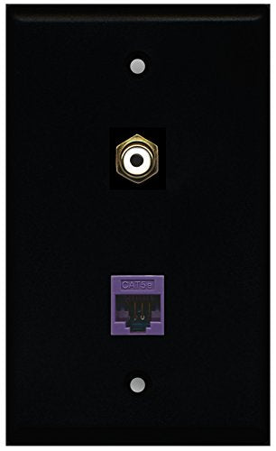 RiteAV - Black 1 Port RCA White 1 Port Cat5e Ethernet Purple Wall Plate