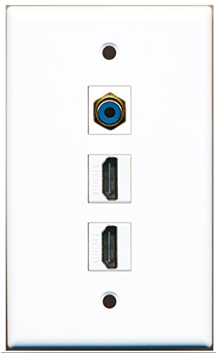 RiteAV - 2 Port HDMI 1 RCA Blue Wall Plate