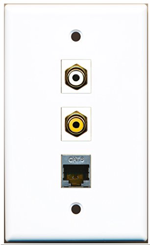 RiteAV - 1 Port RCA White and 1 Port RCA Yellow and 1 Port Shielded Cat6 Ethernet Wall Plate