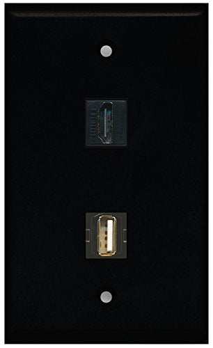 RiteAV - Black 1 Port HDMI 1 Port USB A-A Wall Plate