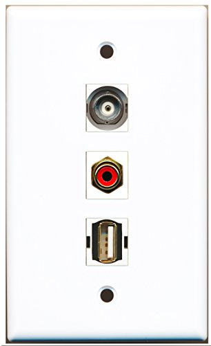RiteAV - 1 Port RCA Red and 1 Port USB A-A and 1 Port BNC Wall Plate