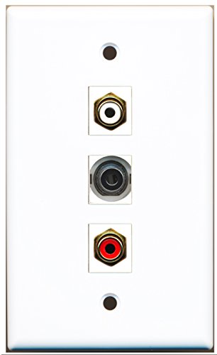 RiteAV - 1 Port RCA Red and 1 Port RCA White and 1 Port 3.5mm Wall Plate
