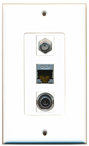 RiteAV - 1 Port Coax Cable TV- F-Type and 1 Port Shielded Cat6 Ethernet and 1 Port 3.5mm Decorative Wall Plate Decorative